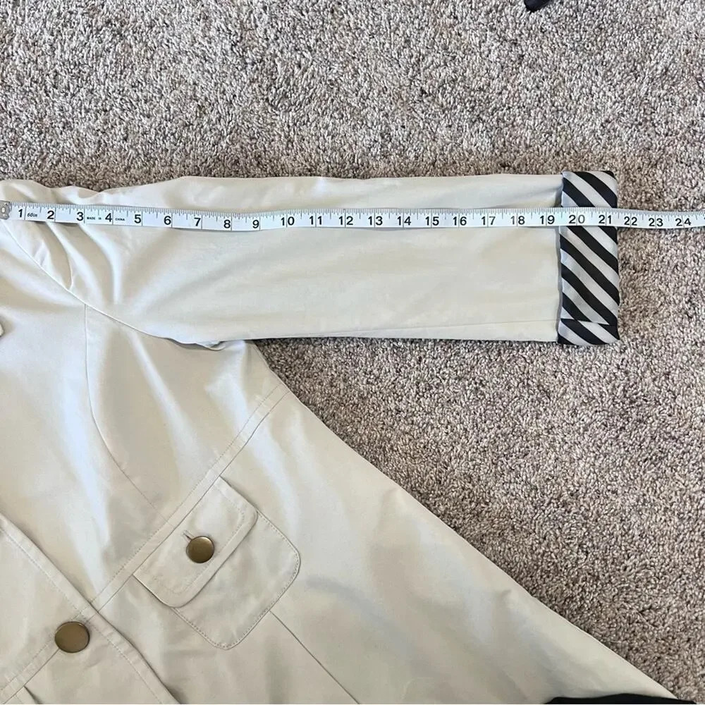 Charter Club Women's Cream Black Striped Cotton Blend Empire Waist Jacket - Picture 8 of 12